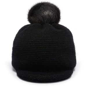Henri Bendel Blake 100%Cashmere Black beanie hat